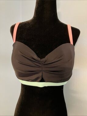 Coco Rave Black Bikini Top with Pink Straps and Mint Band